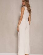 j&x Compleu de costum bej deschis din in și viscoză Vestă și Pantaloni largi Evialora
