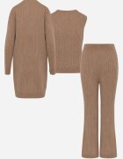 j&x Compleu din 3 piese din tricot cu bumbac: vestă cardigan și pantaloni Nordelia Bej