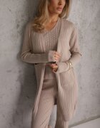 j&x Compleu din 3 piese din tricot cu bumbac: vestă cardigan și pantaloni Nordelia Bej deschis