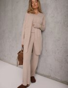 j&x Compleu din 3 piese din tricot cu bumbac: vestă cardigan și pantaloni Nordelia Bej deschis