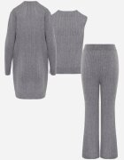 j&x Compleu din 3 piese din tricot cu bumbac: vestă cardigan și pantaloni Nordelia Gri