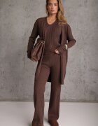 j&x Compleu din 3 piese din tricot cu bumbac: vestă cardigan și pantaloni Nordelia Maro