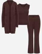 j&x Compleu din 3 piese din tricot cu bumbac: vestă cardigan și pantaloni Nordelia Maro