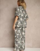 j&x Compleu Gri din Viscoză Decorat cu Imprimeu Floral Tricou și Pantaloni Largi Evialena