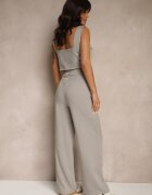 j&x Compleu Gri Top Decorat cu Nasturi și Pantaloni cu Croială Largă Liracelle