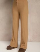 j&x Compleu Maro Reiat cu Bumbac Pulover Oversize și Pantaloni Largi Wedorena