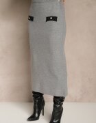 j&x Compleu tricotat Negru-Gri cu Bumbac Cardigan și Fustă Derrive