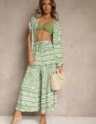 j&x Compleu Verde deschis din viscoză cu model floral Cămașă și Pantaloni Sonelienna
