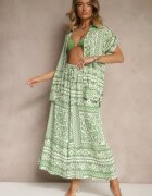 j&x Compleu Verde deschis din viscoză cu model floral Cămașă și Pantaloni Sonelienna