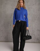 j&x Cu guler înalt cu lână decorat cu manșete striate în stil casual Katlina Albastru