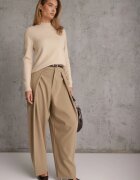 j&x Cu guler înalt cu lână decorat cu manșete striate în stil casual Katlina Bej