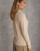 j&x Cu guler înalt cu lână decorat cu manșete striate în stil casual Katlina Bej