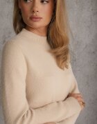 j&x Cu guler înalt cu lână decorat cu manșete striate în stil casual Katlina Bej