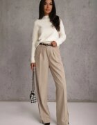 j&x Cu guler înalt cu lână decorat cu manșete striate în stil casual Katlina Bej deschis