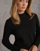 j&x Cu guler înalt cu lână decorat cu manșete striate în stil casual Katlina Negru