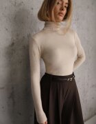 j&x Cu guler înalt minimalist din vâscoză Fisanera Bej deschis