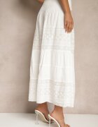 j&x Fustă Albă Din bumbac Croi evazat Decorată cu broderie Koladea