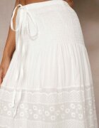 j&x Fustă Albă Din bumbac Croi evazat Decorată cu broderie Koladea
