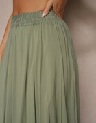 j&x Fustă Verde cu Croială Cloș din Viscoză Lunafina