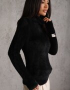 j&x Guler înalt negru ajustat cu lână și borduri elastice Pacienche