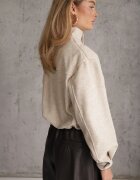 j&x Jachetă bomber de tranziție cu guler tip tunică cu lână și bumbac Bioneza Bej