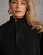 j&x Jachetă bomber de tranziție cu guler tip tunică cu lână și bumbac Bioneza Neagră