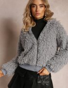j&x Jachetă Gri Din Lână Cu Glugă Makil