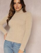 j&x Maletă Bej din tricot cu păr lung și adaos de lână Gerdonna
