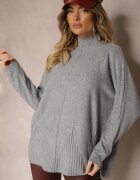 j&x Maletă Gri deschis cu croială Oversize cu decorațiune elegantă din zirconiu la decolteu Melirra