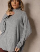 j&x Maletă Gri deschis cu croială Oversize cu decorațiune elegantă din zirconiu la decolteu Melirra