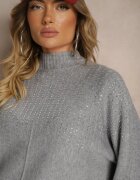 j&x Maletă Gri deschis cu croială Oversize cu decorațiune elegantă din zirconiu la decolteu Melirra