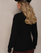 j&x Maletă Neagră din Lână cu Bordură elastică și Împletitură Decorativă Miarenn
