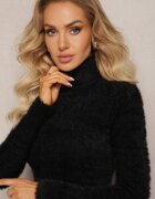 j&x Maletă Neagră din tricot cu păr lung și adaos de lână Gerdonna