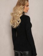 j&x Maletă Negru din Material Pufos cu Lână și Mânecă Lungă Geolla