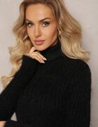 j&x Maletă Negru din Material Pufos cu Lână și Mânecă Lungă Geolla