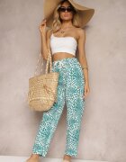 j&x Pantaloni Albastri cu bandă elastică în talie și model mozaic Tleana