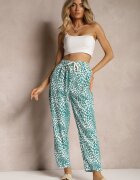 j&x Pantaloni Albastri cu bandă elastică în talie și model mozaic Tleana