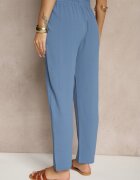 j&x Pantaloni Albastri din bumbac cu croială largă Talie înaltă Fanelithia