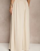 j&x Pantaloni Bej cu bumbac cu croială largă High Waist cu curea Iveleldi