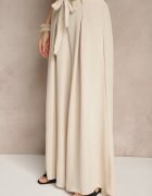 j&x Pantaloni Bej cu bumbac cu croială largă High Waist cu curea Iveleldi