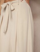 j&x Pantaloni Bej cu bumbac cu croială largă High Waist cu curea Iveleldi