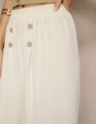 j&x Pantaloni Bej deschis cu Bumbac cu croi larg Talie înaltă Decorați cu nasturi Morritia