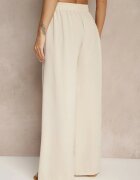 j&x Pantaloni Bej deschis din bumbac cu croială largă cu legătură Rosanelisa