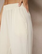 j&x Pantaloni bej deschis din bumbac largi talie înaltă Fanelithia