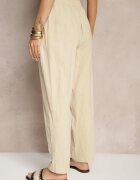 j&x Pantaloni Bej din Bumbac High Waist Sonirea