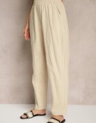 j&x Pantaloni Bej din Bumbac High Waist Sonirea