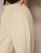 j&x Pantaloni Bej din Bumbac High Waist Sonirea