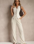 j&x Pantaloni Bej din In și Viscoză cu Croială Clasică Nevianae