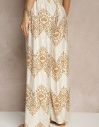 j&x Pantaloni Bej din viscoză cu croială largă Talie înaltă cu imprimeu Boho Neolissea