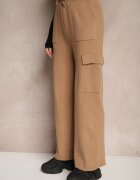 j&x Pantaloni Bej închis Largi Tricotați cu Elastic în Talie și Buzunare Emithlera